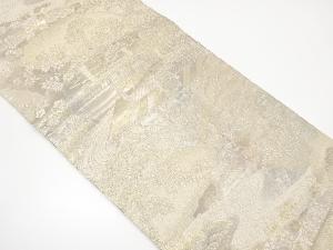 引箔　流水に松竹梅・屋敷風景模様織り出し袋帯